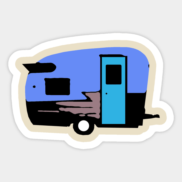 Blue Camper Trailer Vintage Sticker by DogfordStudios